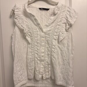 Zara White Ruffled Women's blouse
